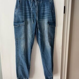 Denim Cargo Jogger Pants
